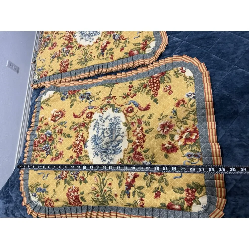 VTG Jane Wilner Rooster French Cottage Toile 7 Piece Duvet Set Shams King